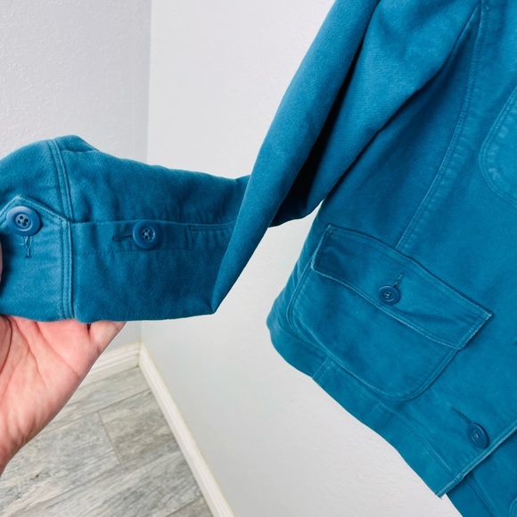 L.L Bean Teal Blue Multi Pocket Vintage Soft Short PEACOAT Jacket - Picture 4 of 7